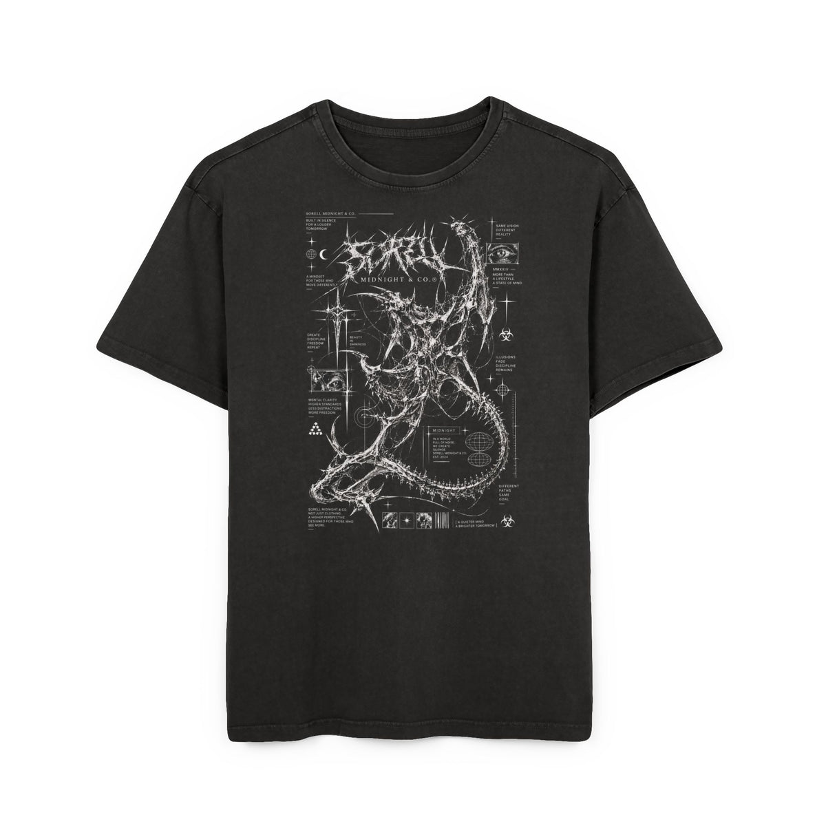 Skull Blueprint Acid Wash Tee