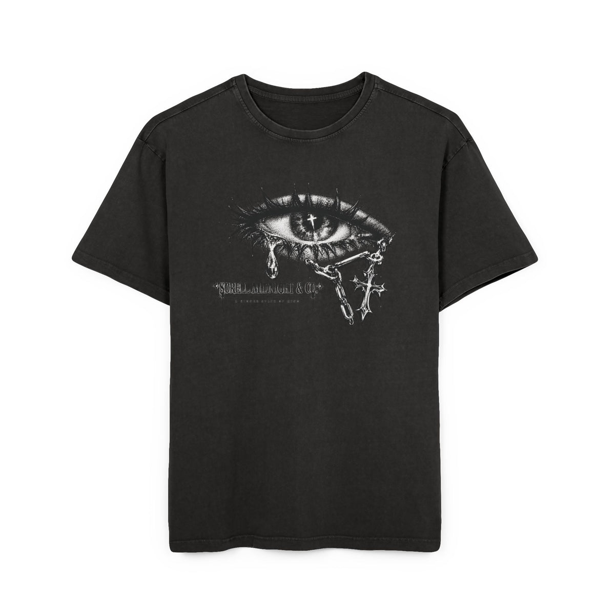 Gothic Crying Eye Acid Wash Tee