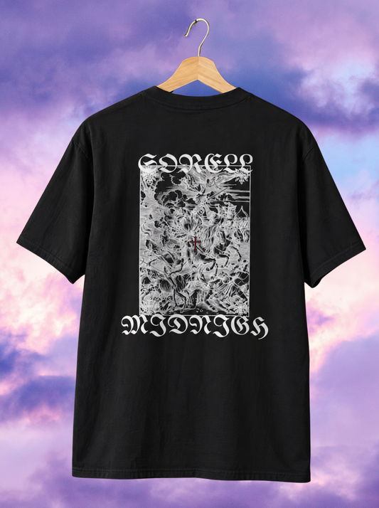 Gothic Flames Graphic T‑Shirt — 'GORGEOUS' Smoky Lettering